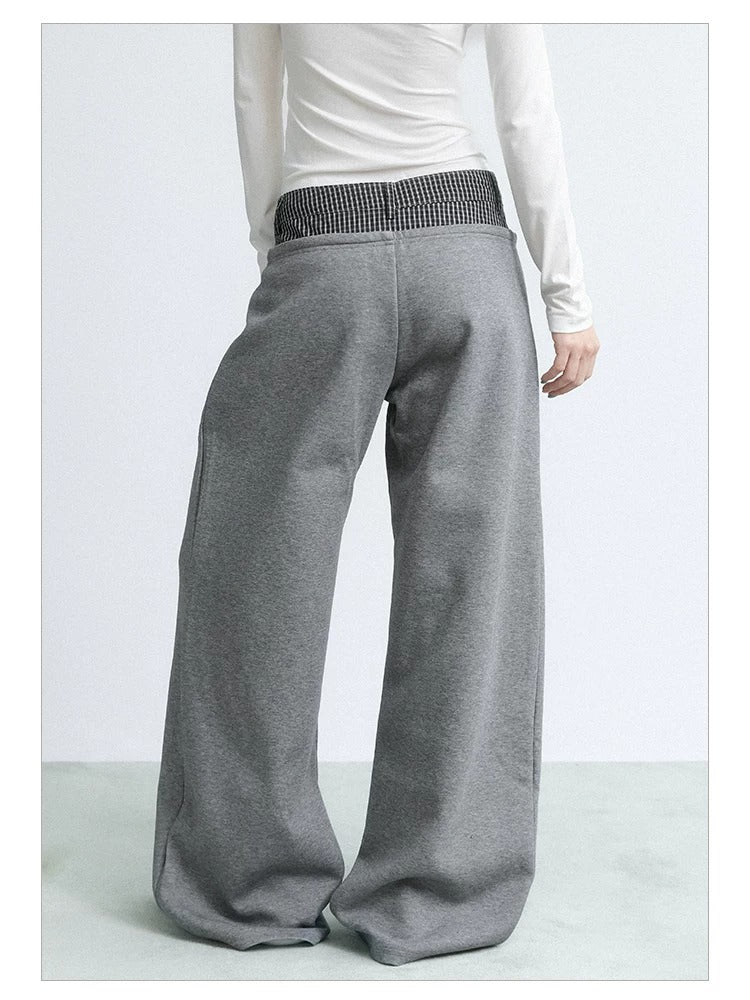 NABOUN Double-Waist Curved Wide-Leg Sweatpants