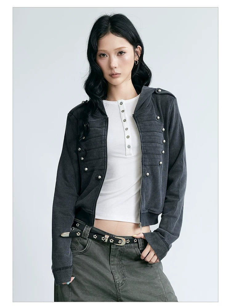NABOUN Napoleon Washed Cropped Hoodie
