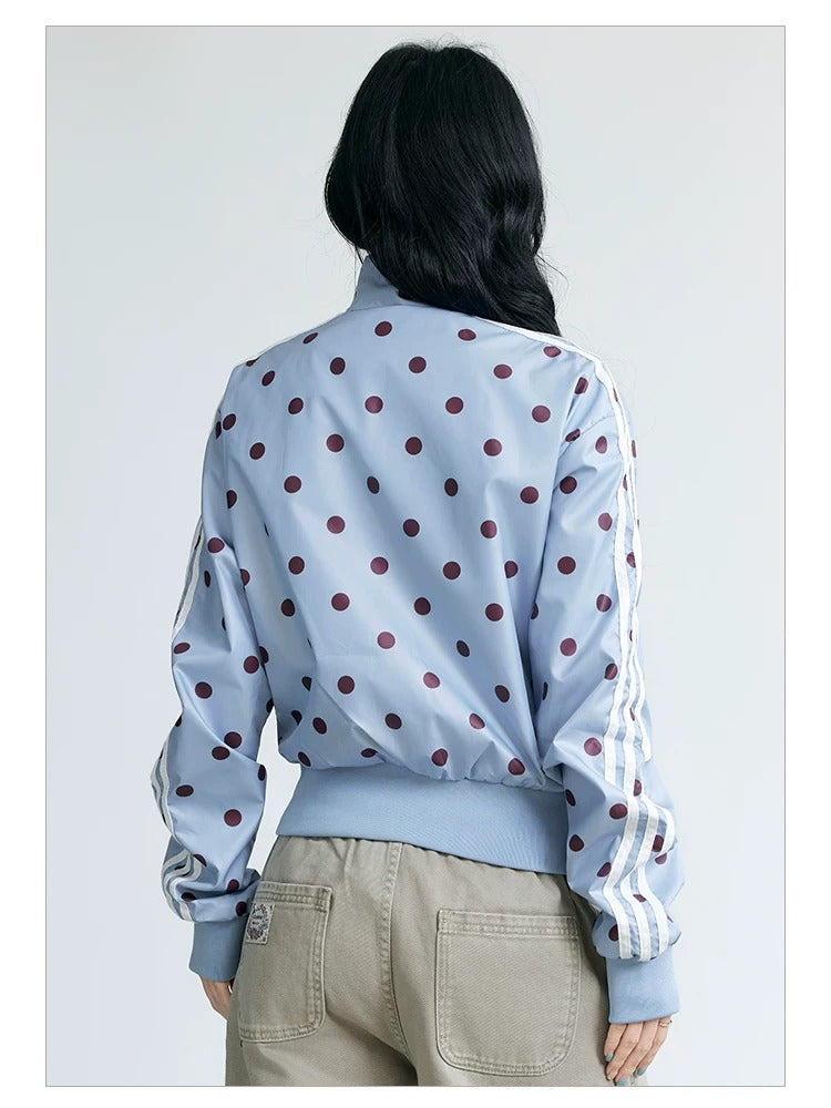 NABOUN Satin Polka Dot Cropped Jacket