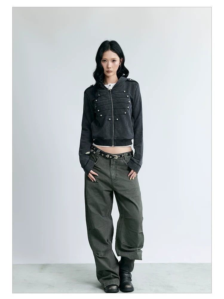 NABOUN Napoleon Washed Cropped Hoodie