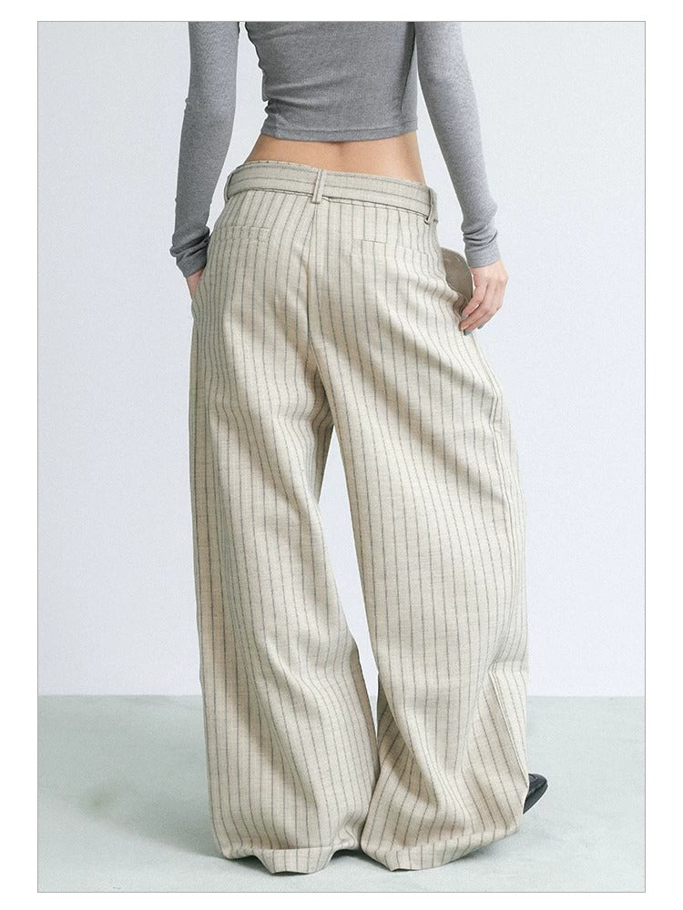 NABOUN Old-Money Striped Scimitar Dress Pants