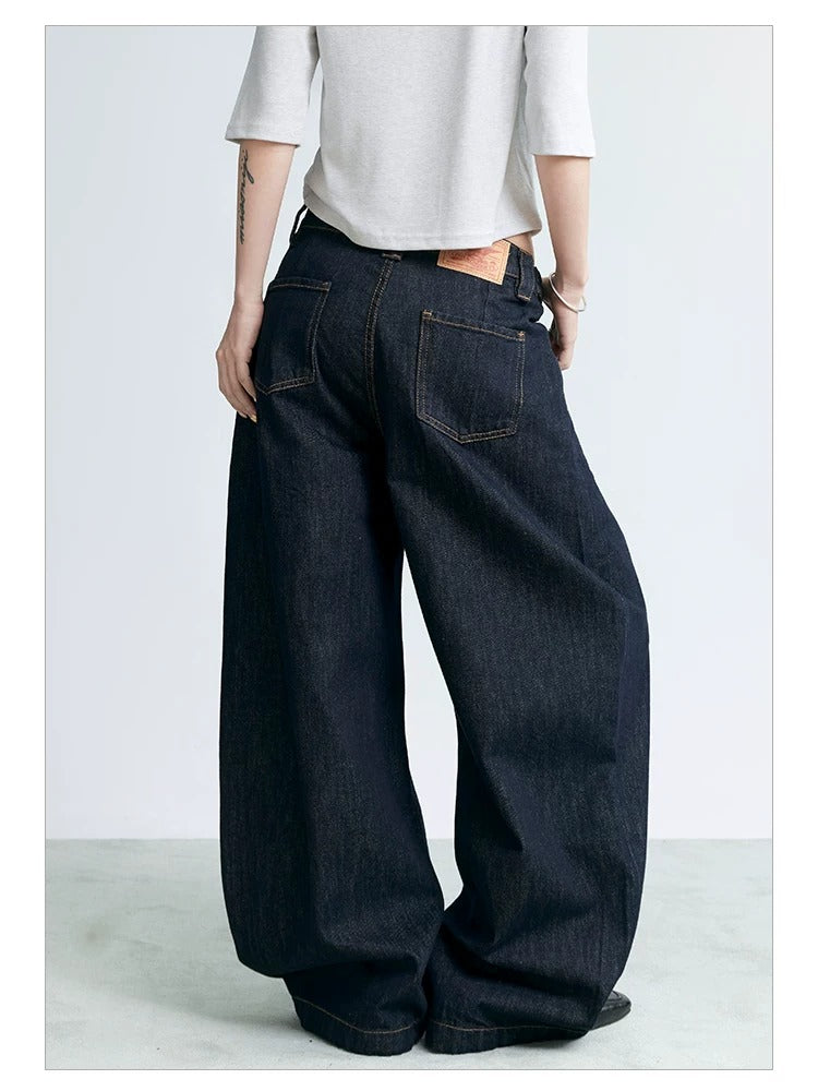 NABOUN Double-Pleat Raw Denim Wide-Leg Jeans