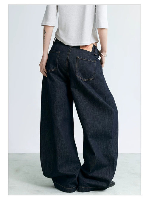 NABOUN Double-Pleat Raw Denim Wide-Leg Jeans