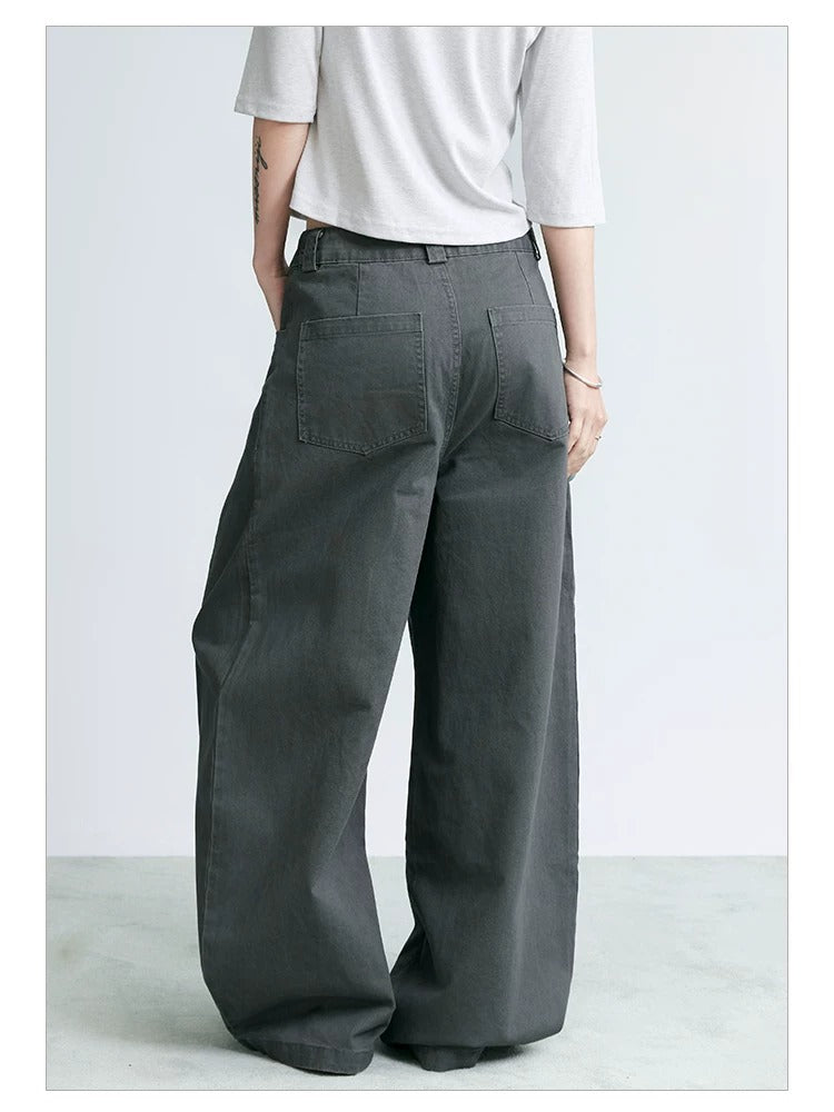 NABOUN Five-Buckle Pleated Wide-Leg Pants
