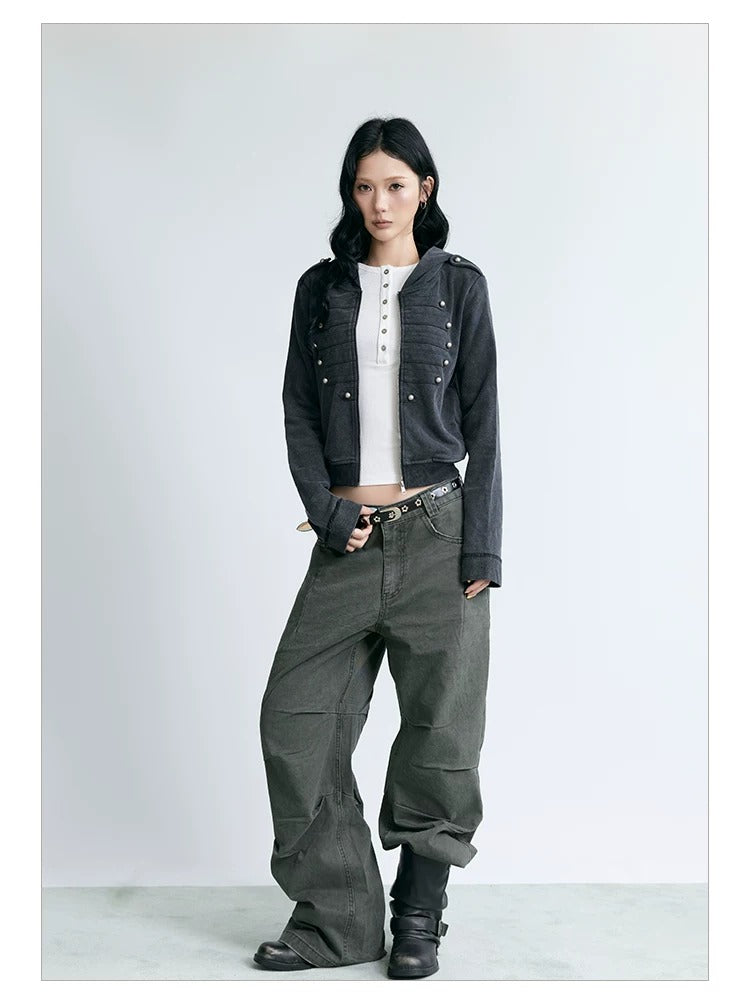 NABOUN Napoleon Washed Cropped Hoodie