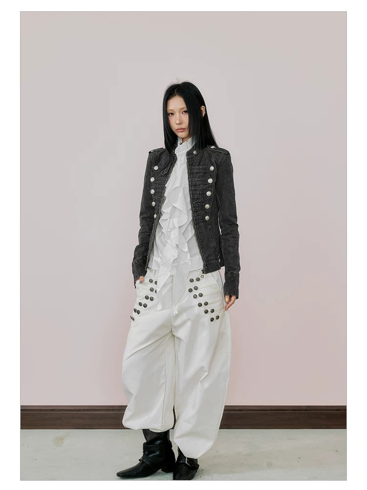 NABOUN Vintage Palace Wide-Leg White Jeans