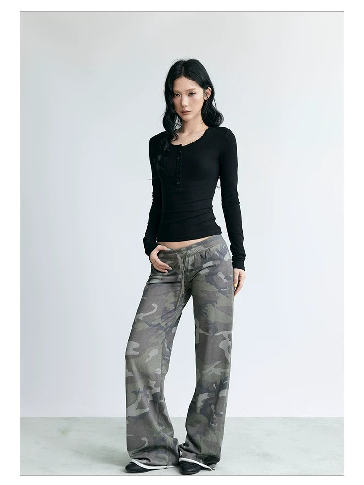 NABOUN Vintage Camo Washed Straight-Leg Sweatpants