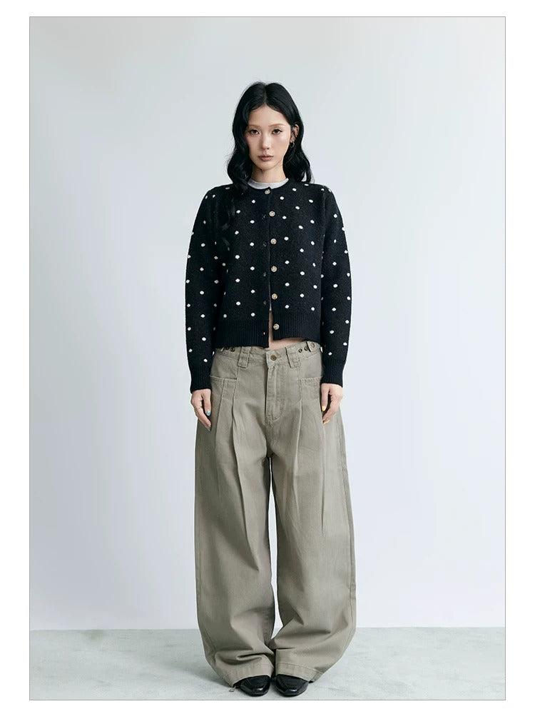 NABOUN Vintage Polka Dot Knit Cardigan