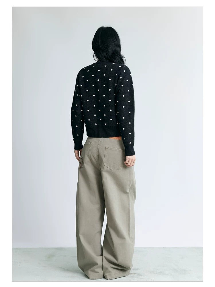 NABOUN Vintage Polka Dot Knit Cardigan
