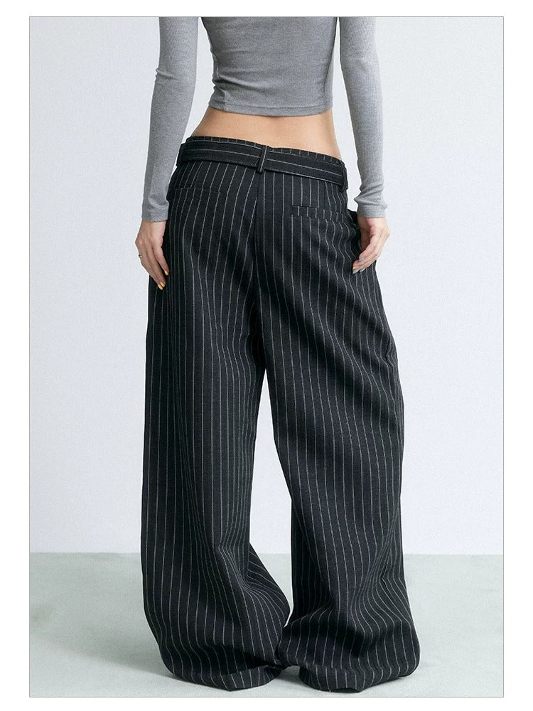 NABOUN Old-Money Striped Scimitar Dress Pants