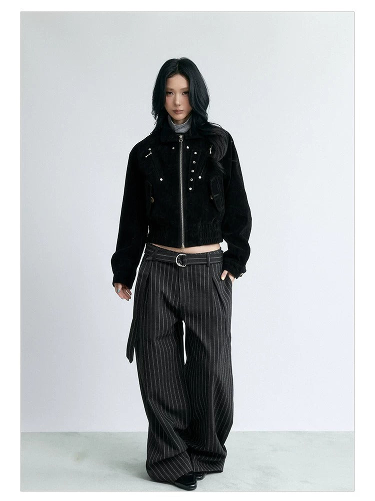 NABOUN Old-Money Striped Scimitar Dress Pants