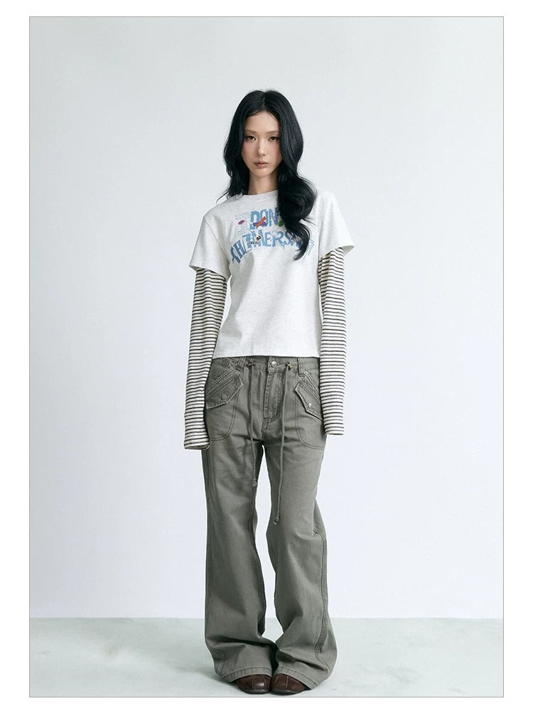 NABOUN Washed Vintage Flared Pants
