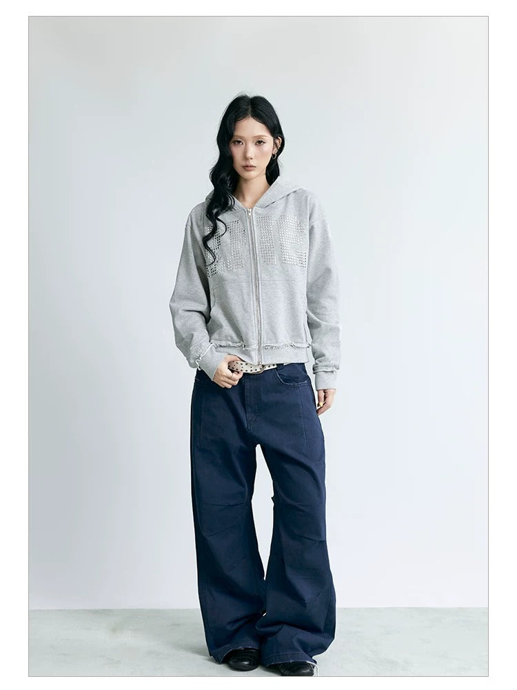 NABOUN Washed Army Green Clean-Fit Wide-Leg Pants