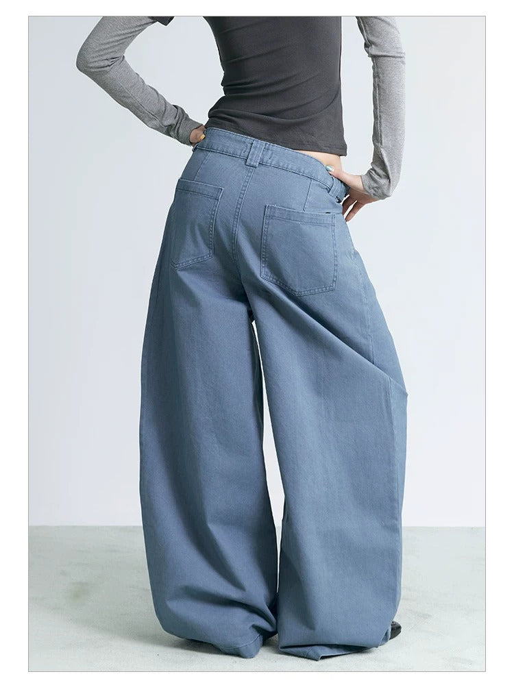 NABOUN Five-Buckle Pleated Wide-Leg Pants