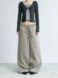 NABOUN Washed Button-Detail Wide-Leg Pants