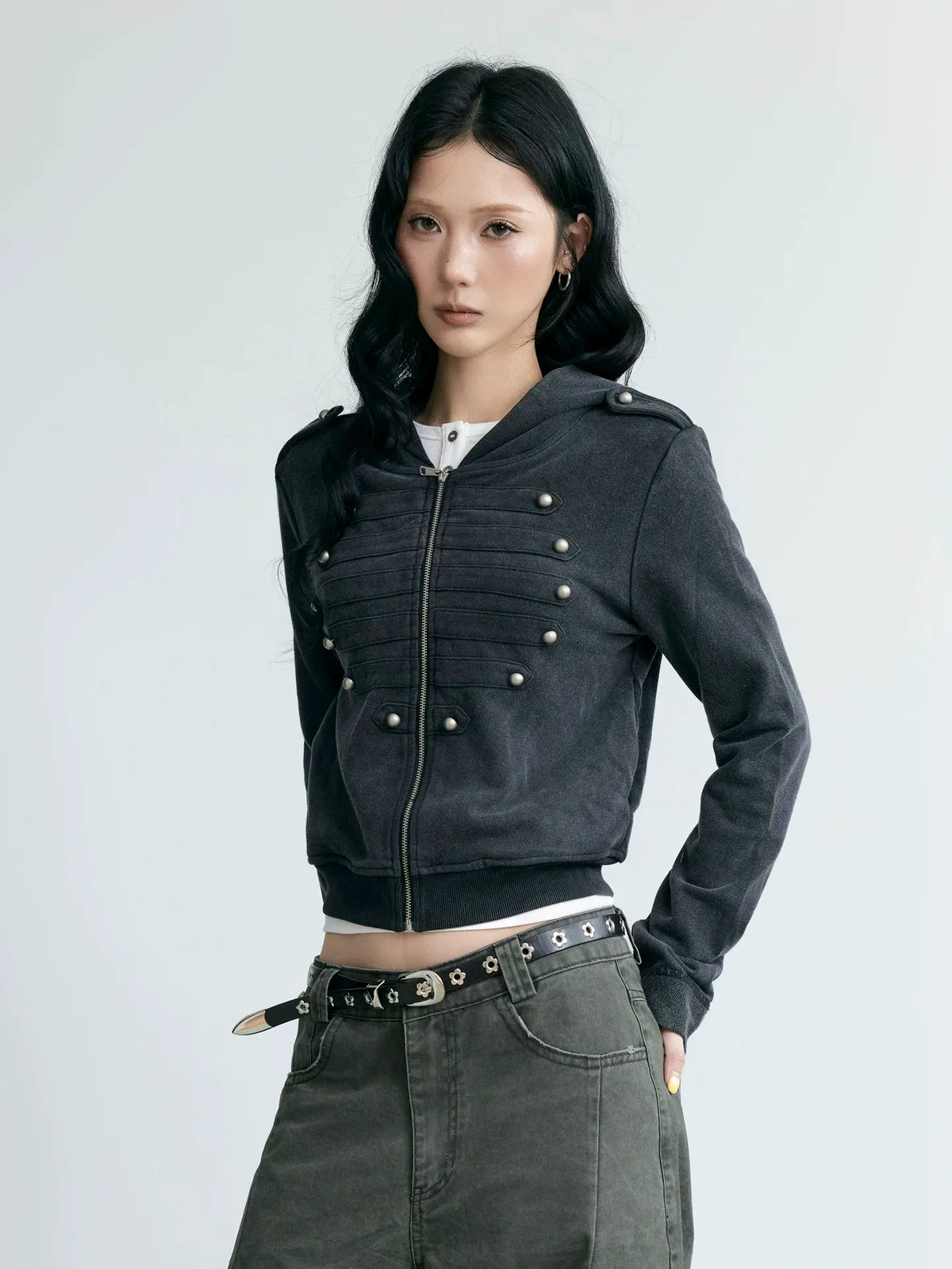 NABOUN Napoleon Washed Cropped Hoodie