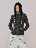NABOUN Napoleon Double-Breasted Washed Stand-Collar Jacket