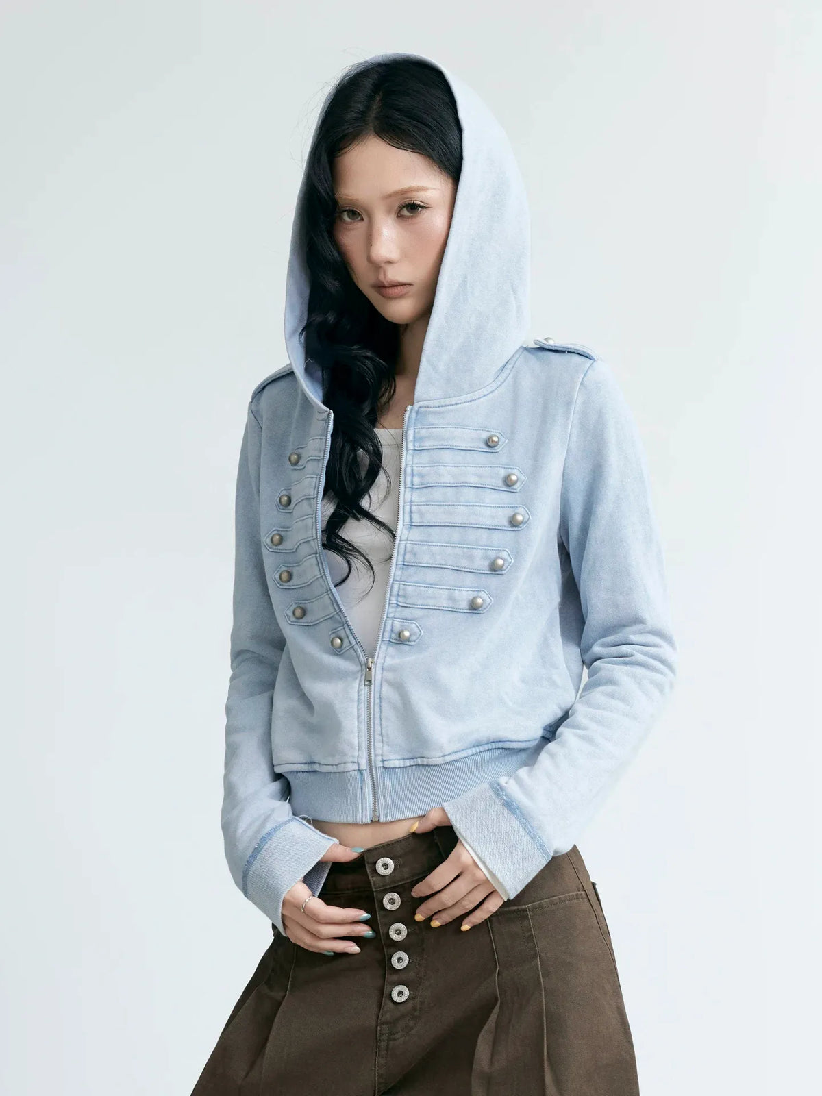 NABOUN Napoleon Washed Cropped Hoodie