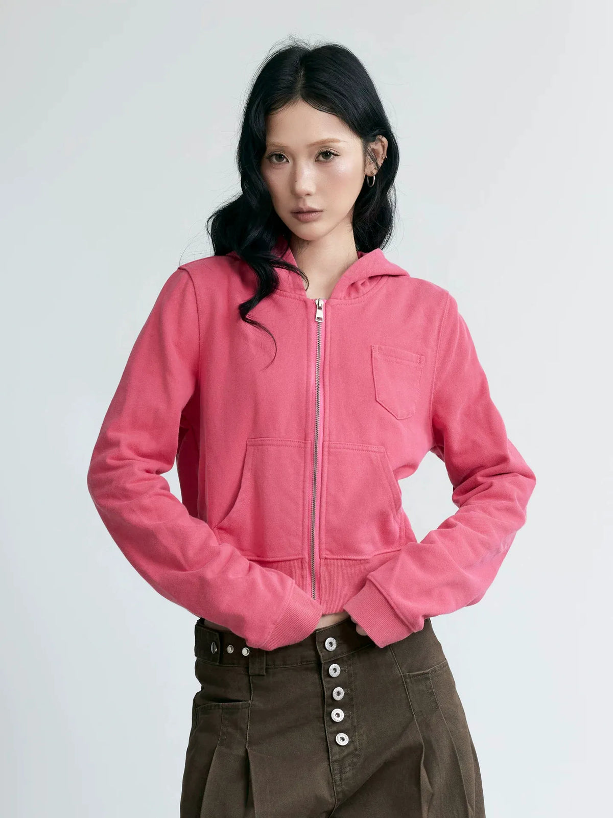 NABOUN Washed Salt-Dyed Cropped Hoodie
