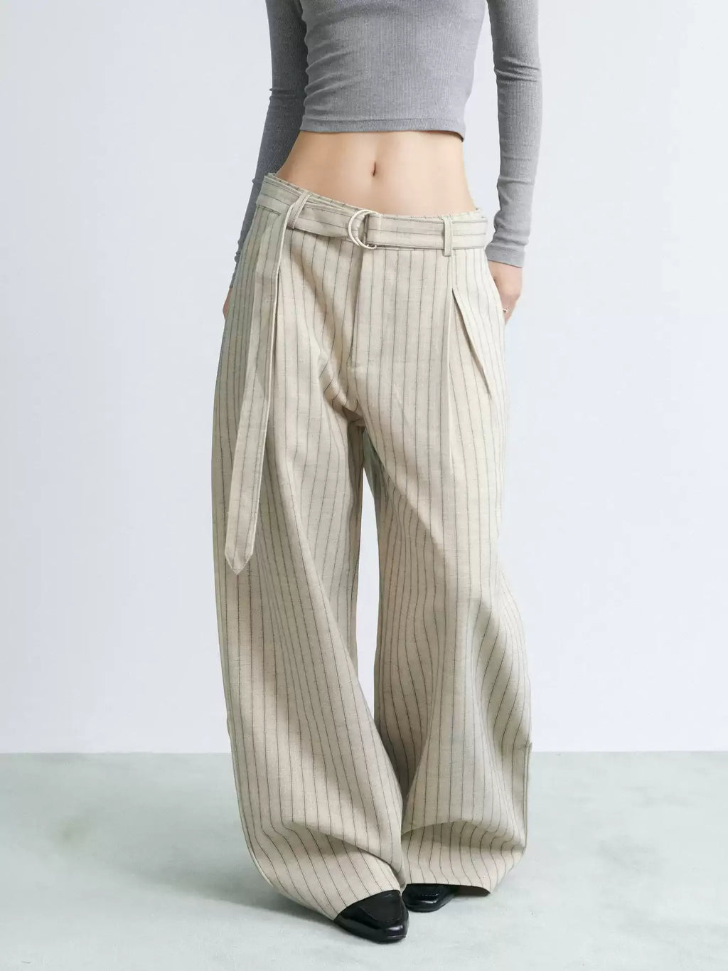 NABOUN Old-Money Striped Scimitar Dress Pants