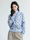 NABOUN Satin Polka Dot Cropped Jacket