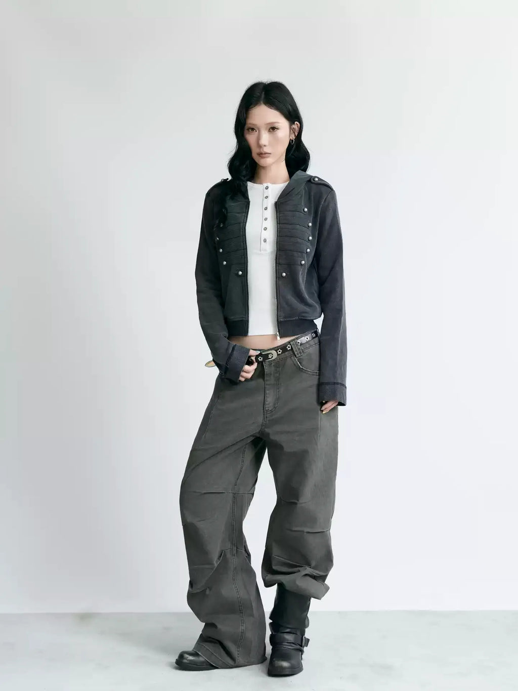 NABOUN Napoleon Washed Cropped Hoodie