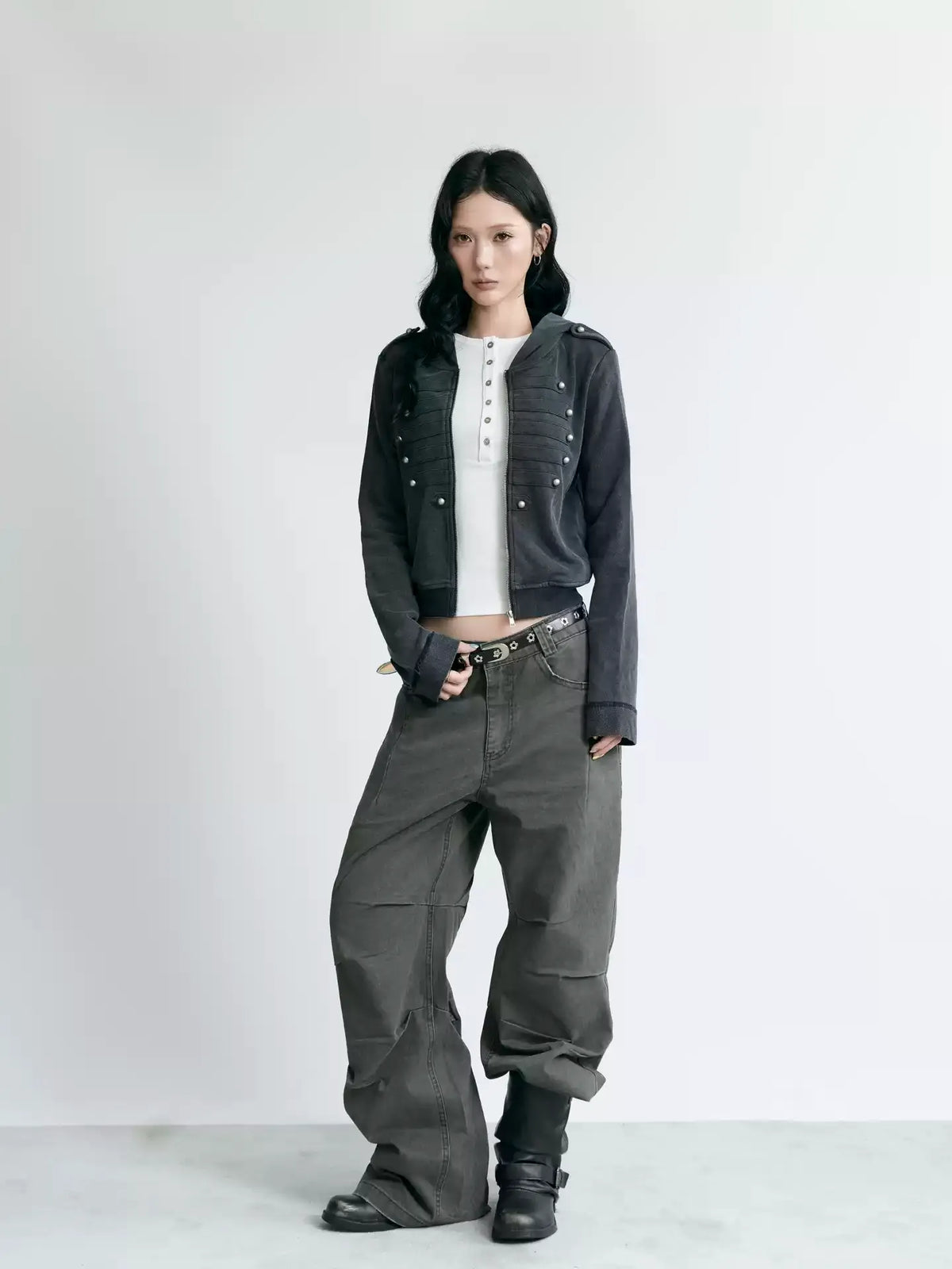 NABOUN Napoleon Washed Cropped Hoodie