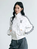 NABOUN Satin Polka Dot Cropped Jacket
