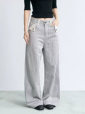 NABOUN Vintage Cuffed Stripe Straight-Leg Jeans