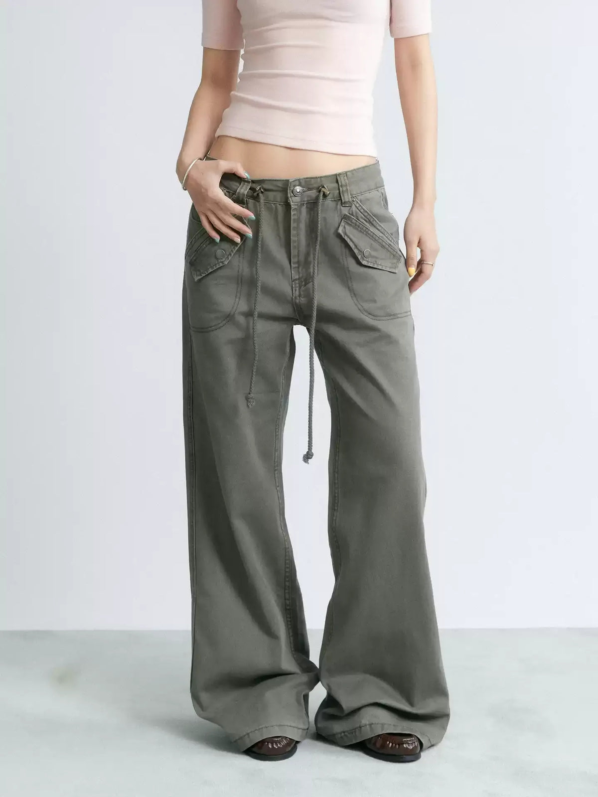 NABOUN Washed Vintage Flared Pants