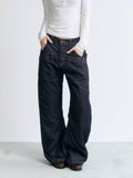 NABOUN Deconstructed Contrast-Stitch Straight-Leg Jeans