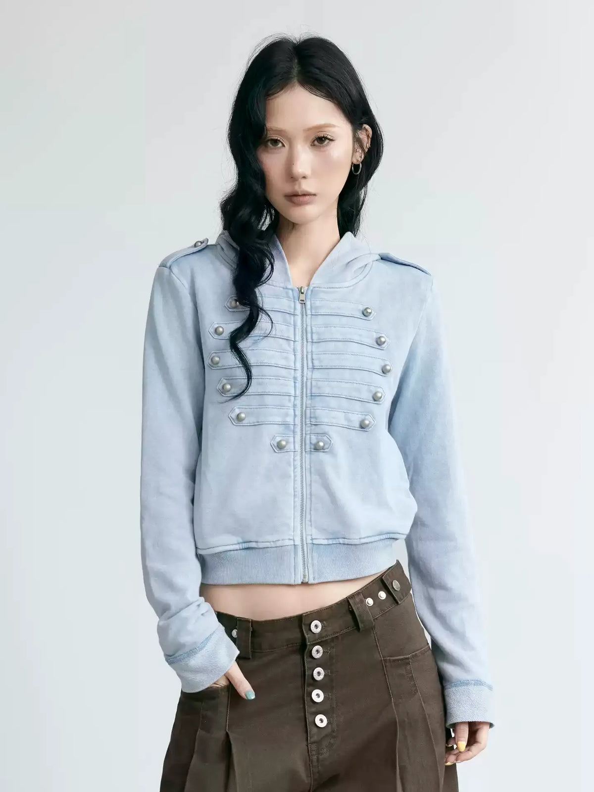 NABOUN Napoleon Washed Cropped Hoodie