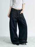 NABOUN Double-Pleat Raw Denim Wide-Leg Jeans
