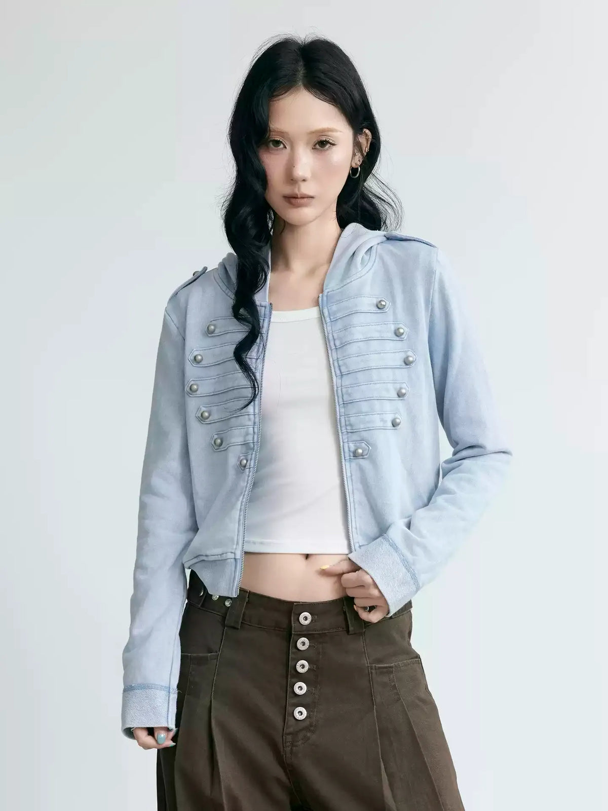 NABOUN Napoleon Washed Cropped Hoodie